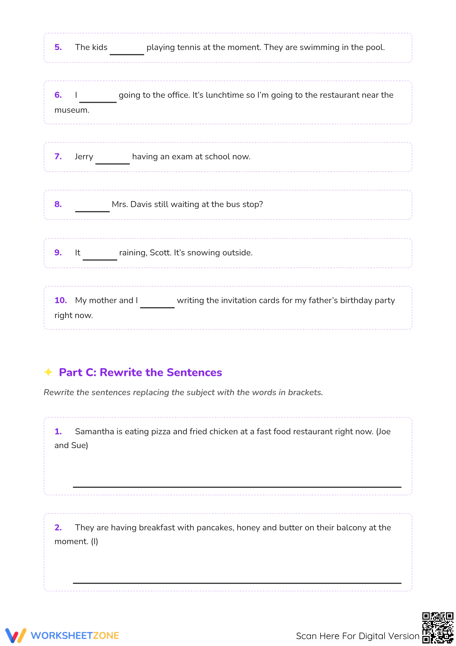Present Continuous Tense Grammar Test - Page 3