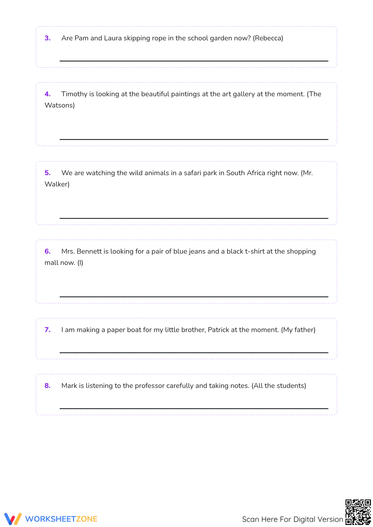 Present Continuous Tense Grammar Test - Page 4