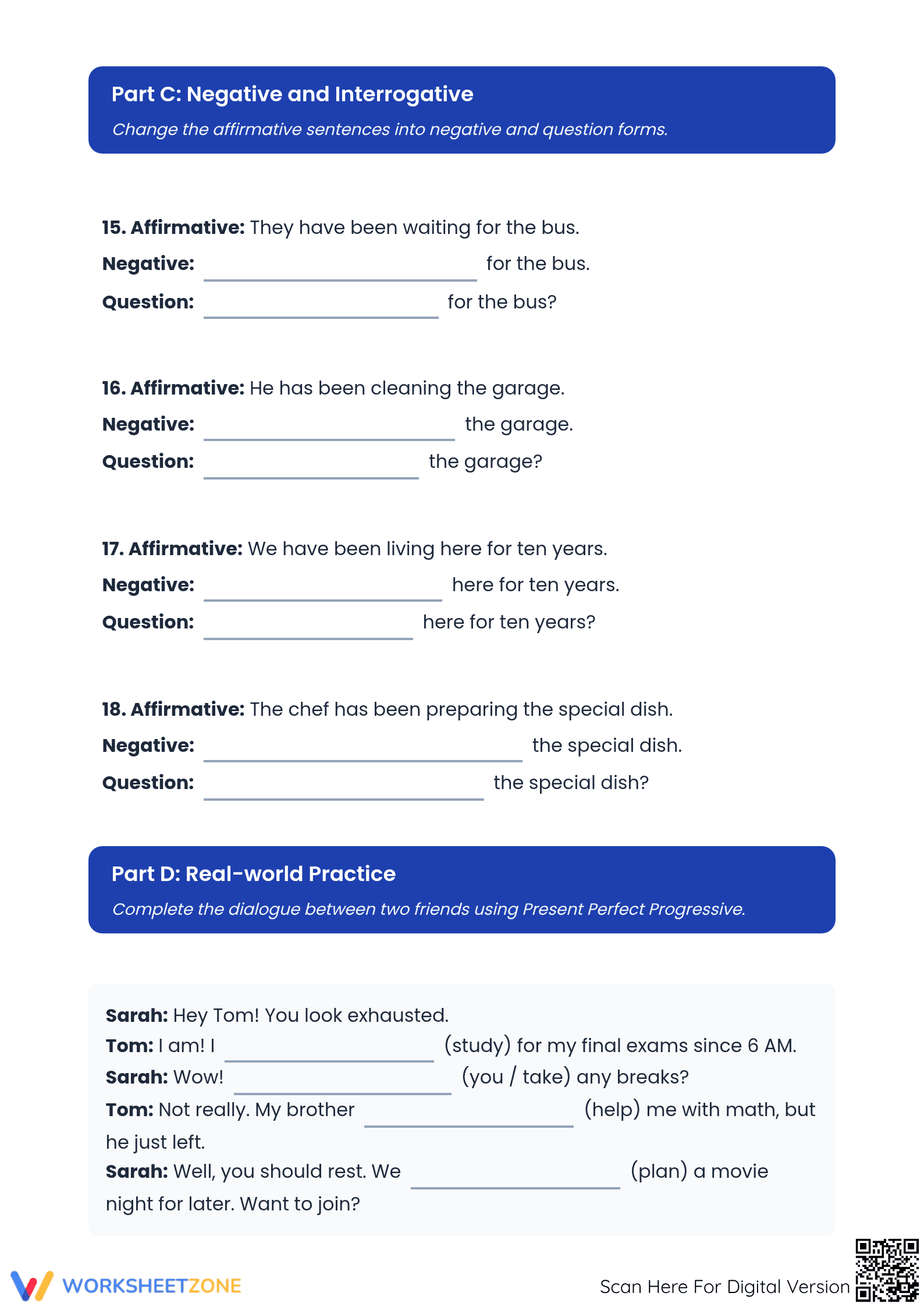 Printable Present Perfect Progressive Worksheet | Grade 5-8 - Page 3