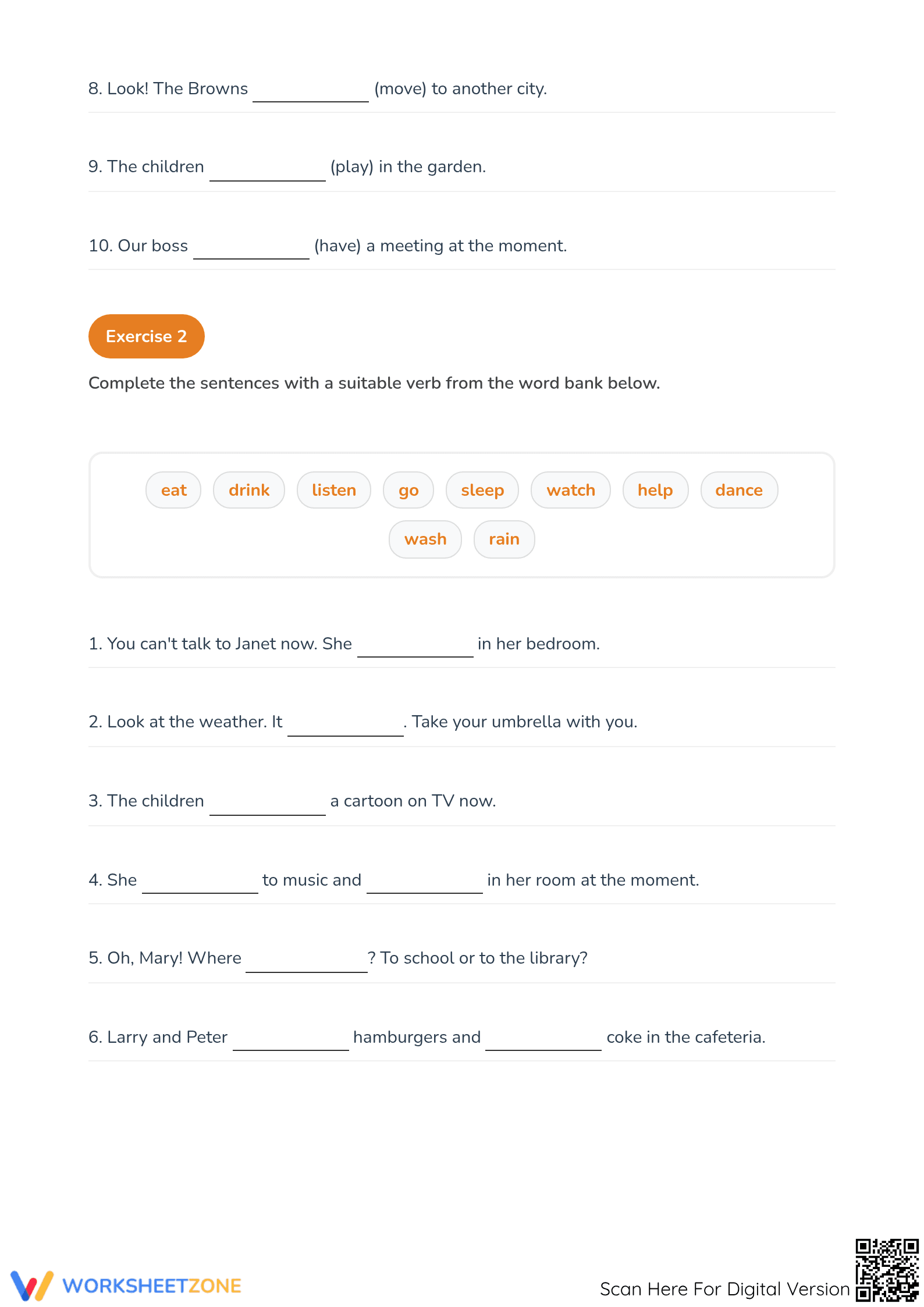 Present Continuous Tense Worksheet | Grade 5 Printable - Page 2