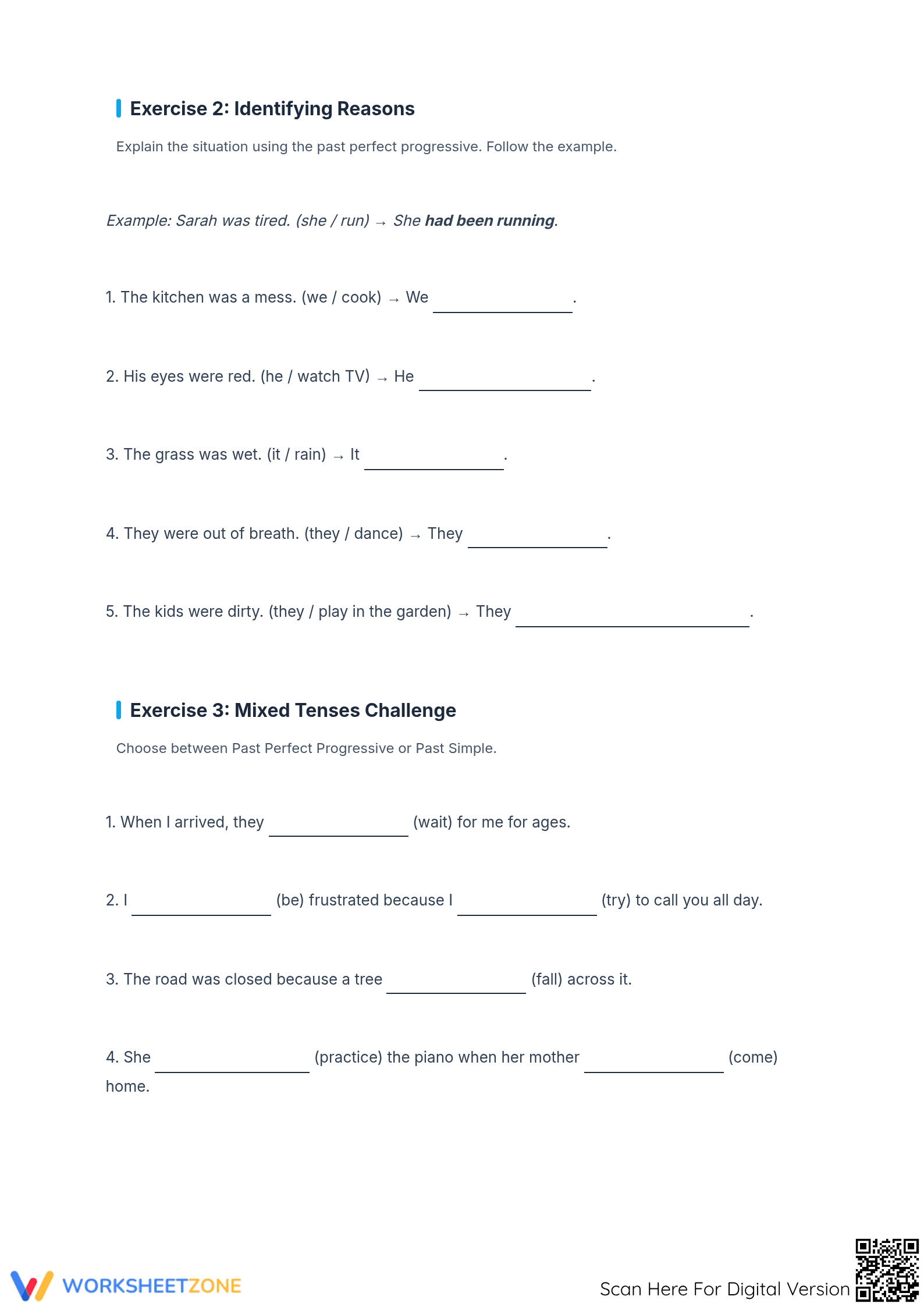 Past Perfect Progressive Worksheet | Grade 5-8 Ready - Page 2