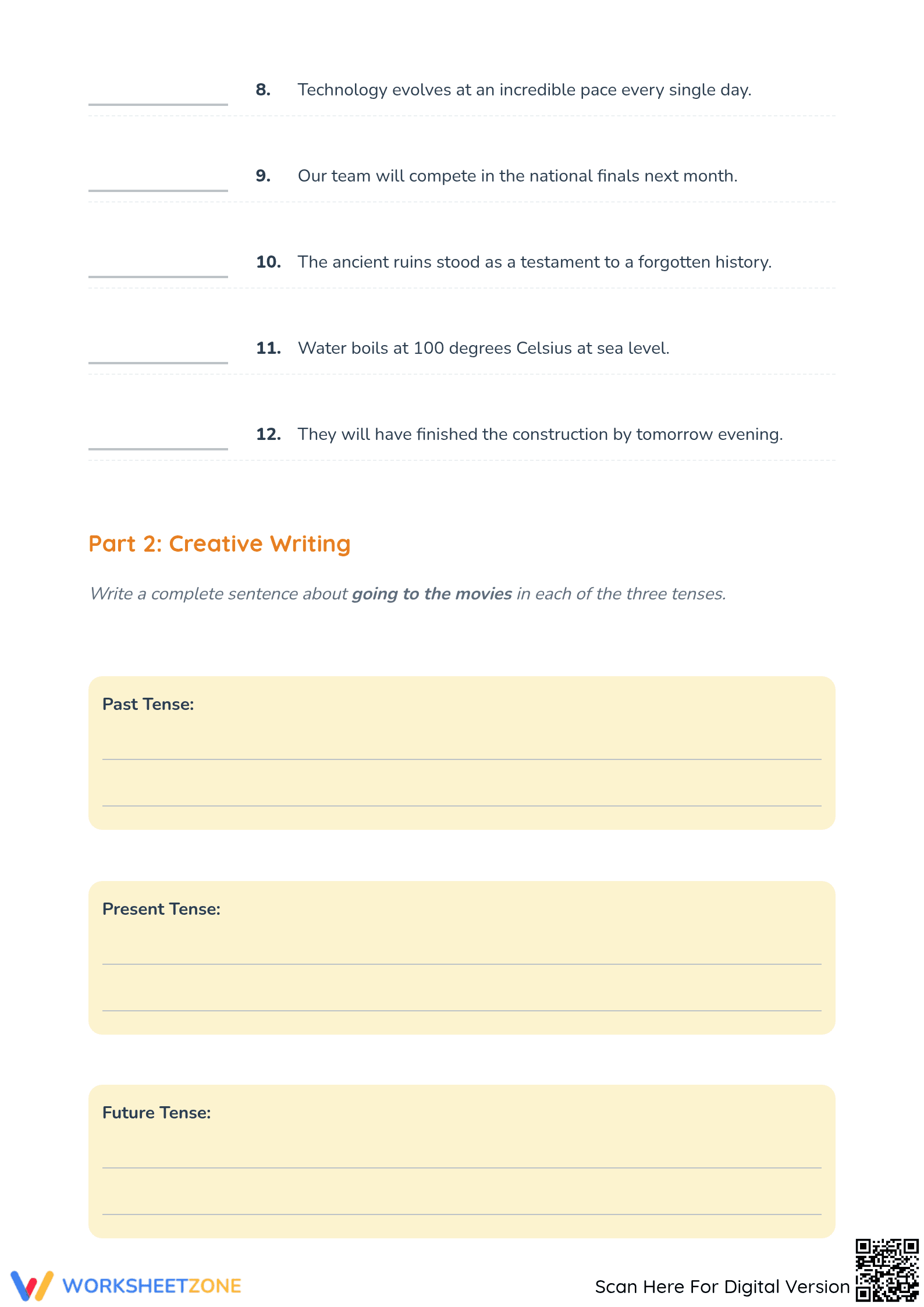 Past, Present, Future Tenses Printable | Grade 5 ELA - Page 2