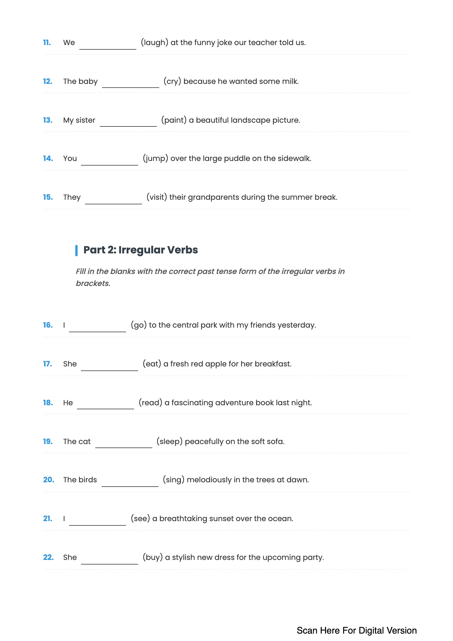 Past Tense Exercise 1 - Page 2