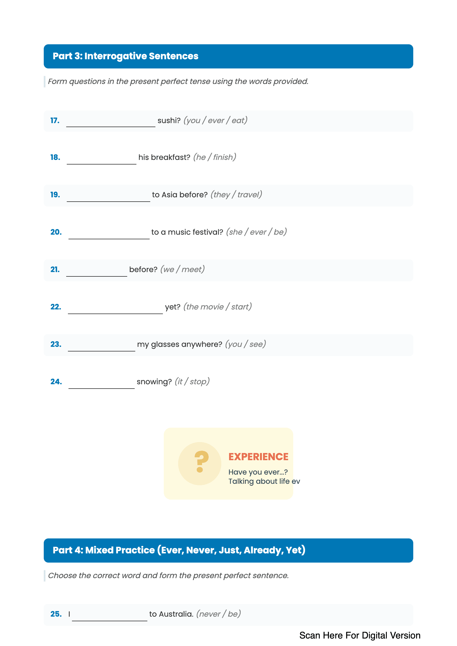 Gap Fill Exercise: Present Perfect Tense ESL - Page 3