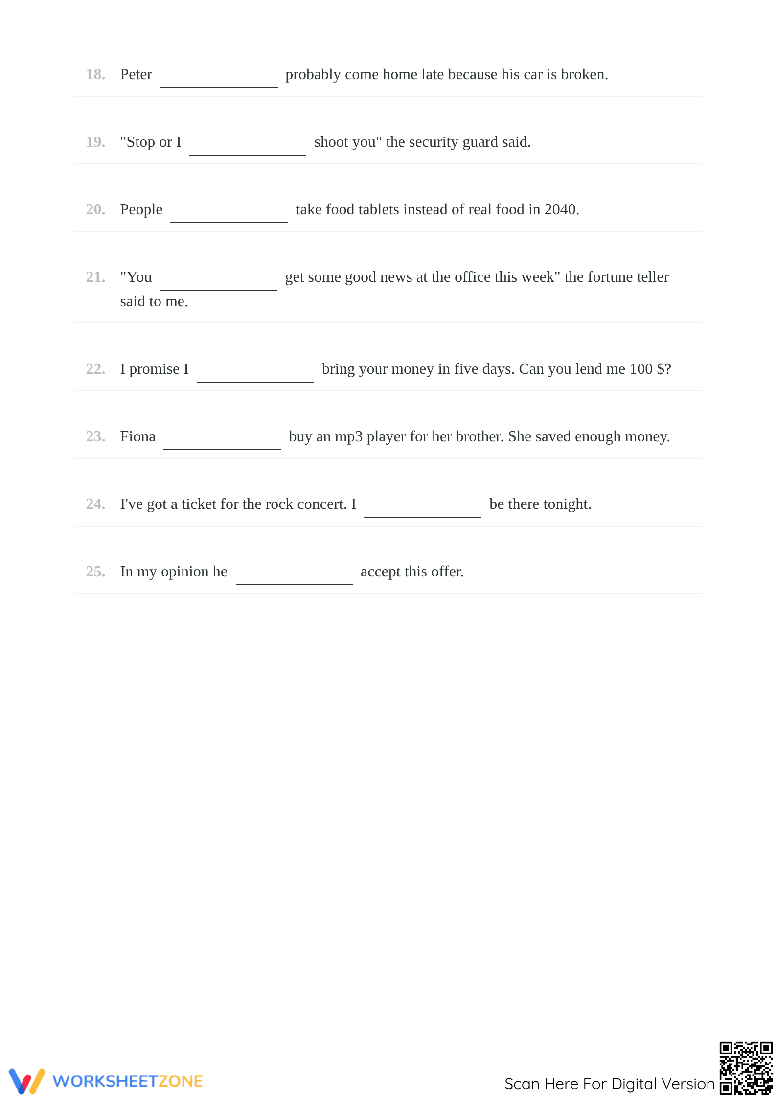 Printable Will vs Going To Worksheet | Grade 5 Grammar - Page 3