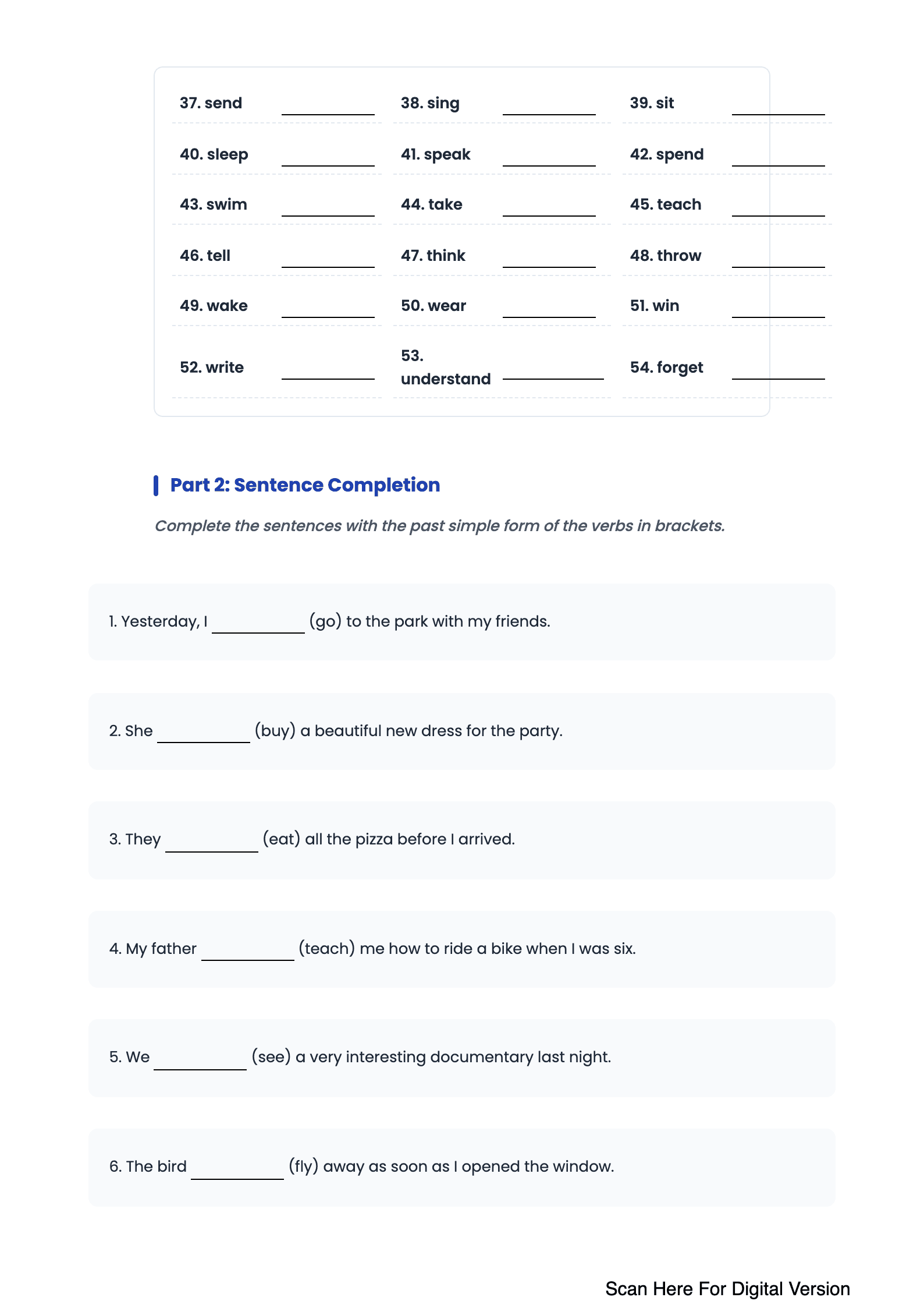 Past Simple Irregular Verbs Grammar Worksheet - Page 2