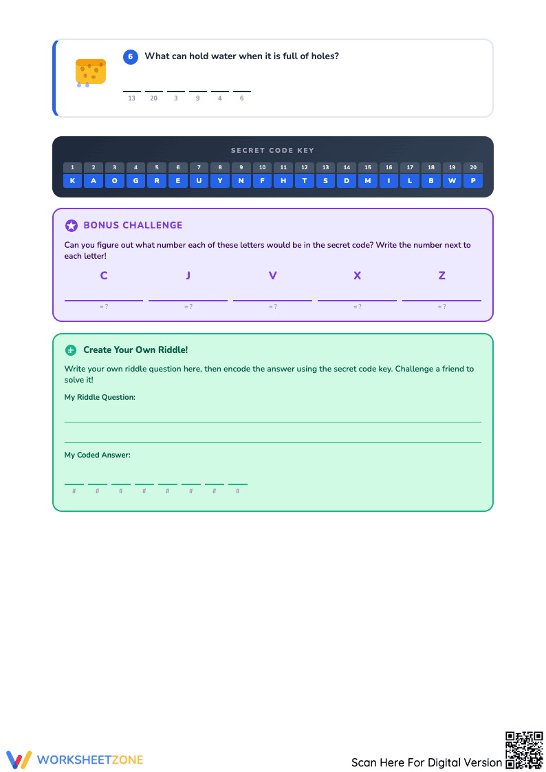 Crack Riddles and Codes with this Fun Worksheet - Page 2