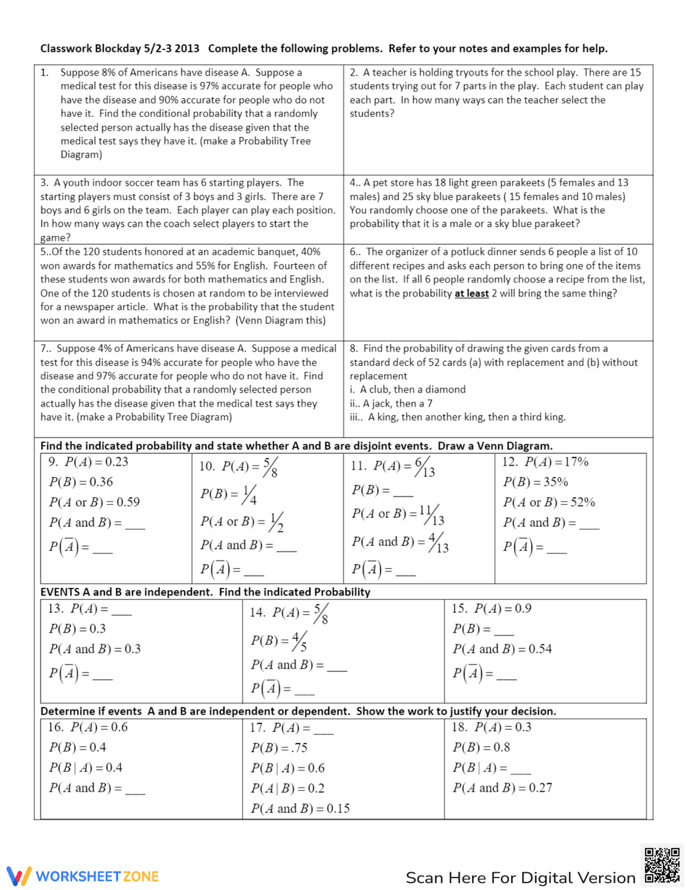 Compound Events Probability Worksheet - Page 4