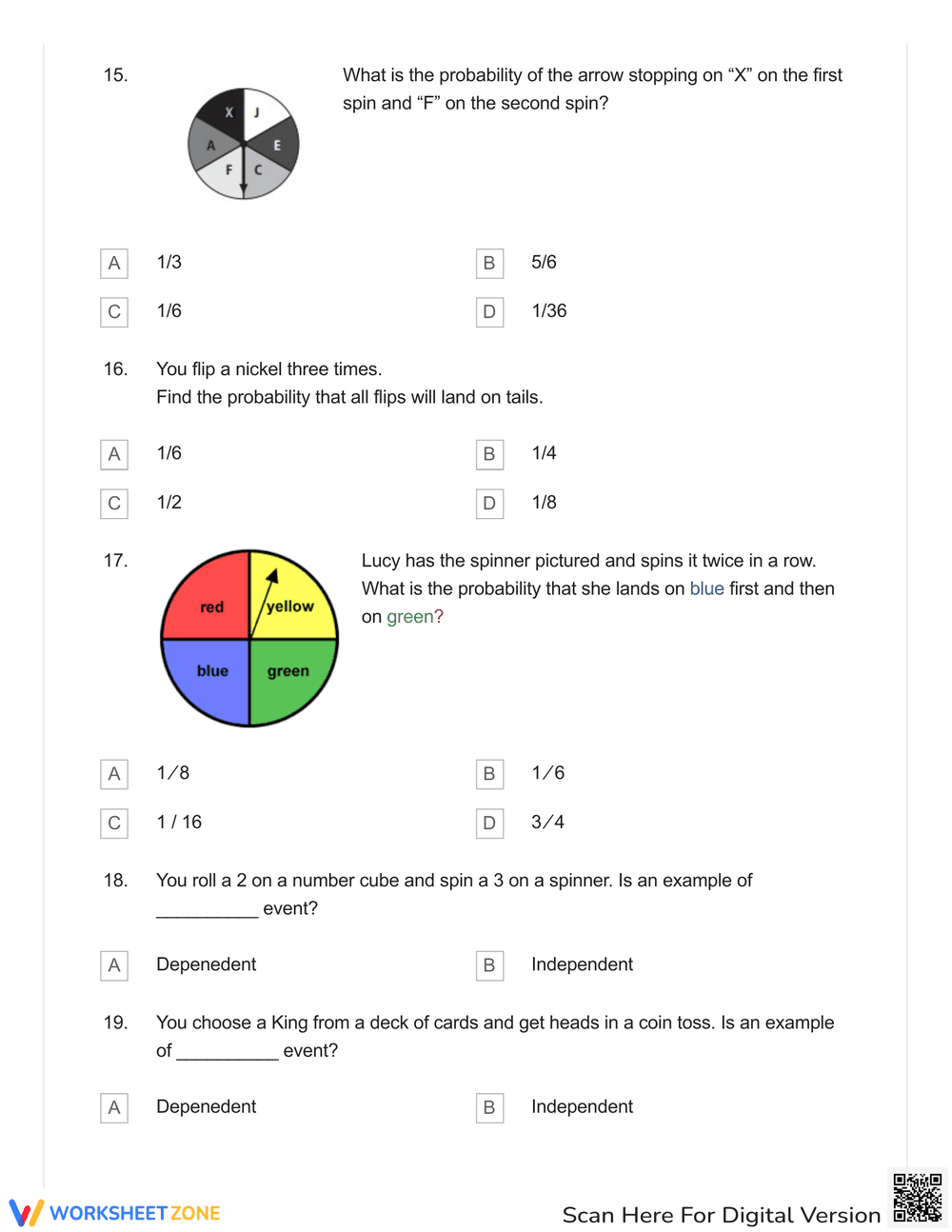 Probability of Compound Events Quiz Practice - Page 5