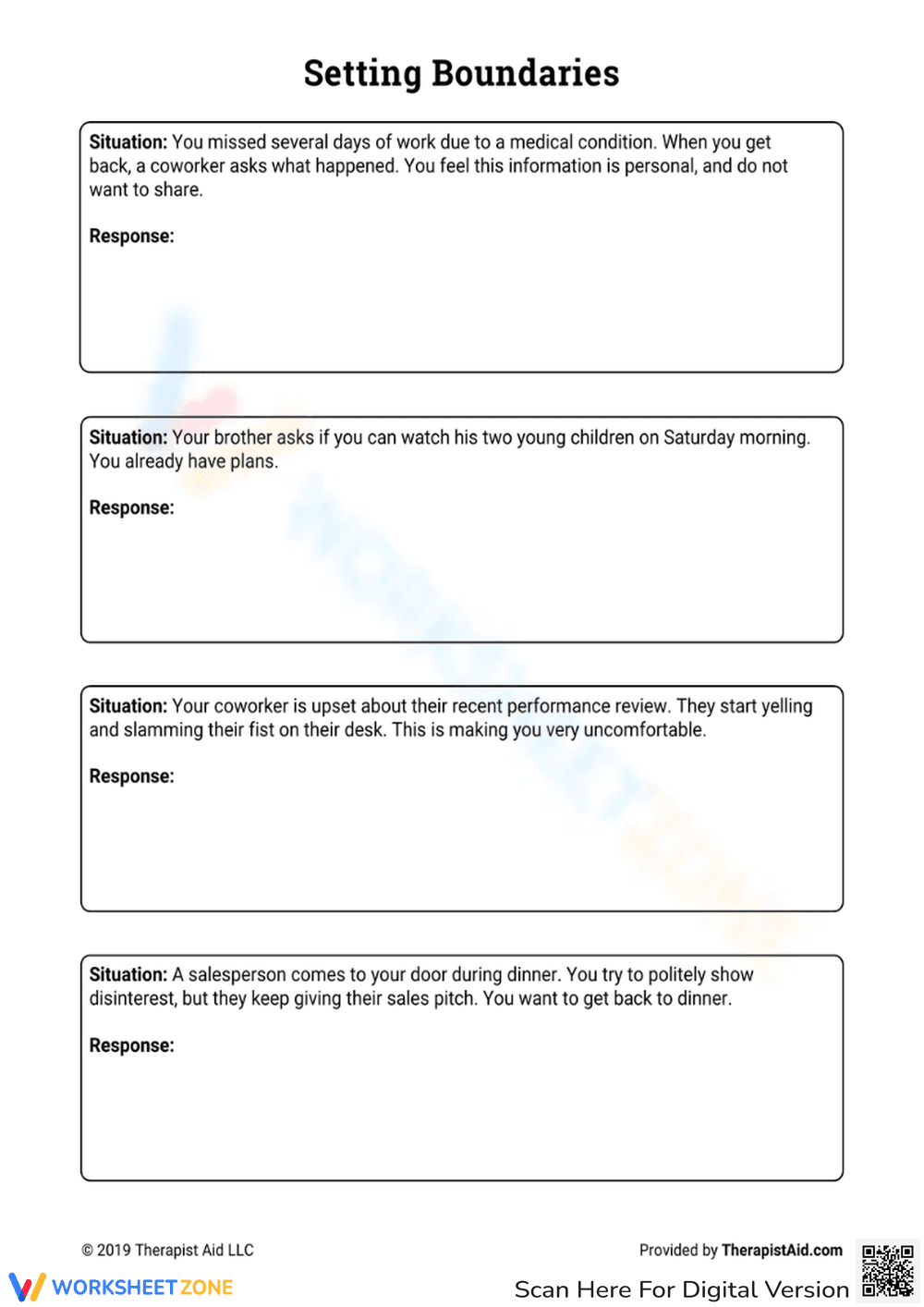 Setting Boundaries: Worksheet for Healthy Life - Page 3