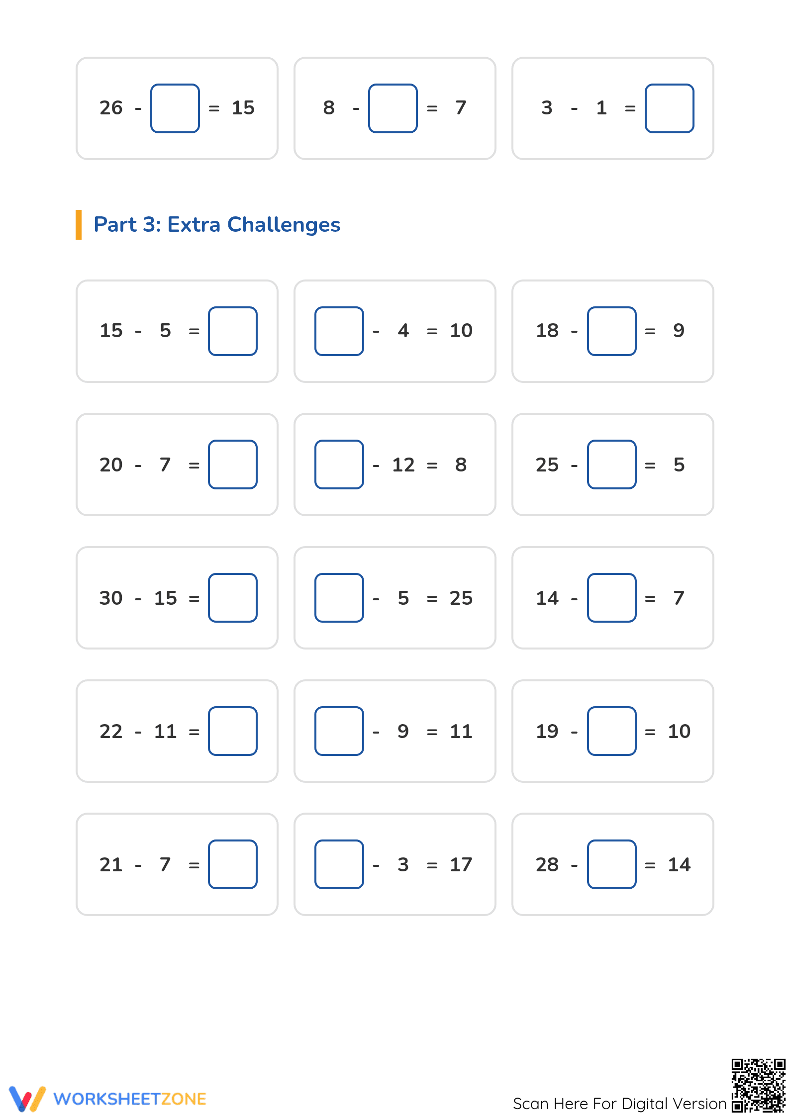 Grade 3 One-Step Subtraction — Essential Printable Worksheet - Page 2