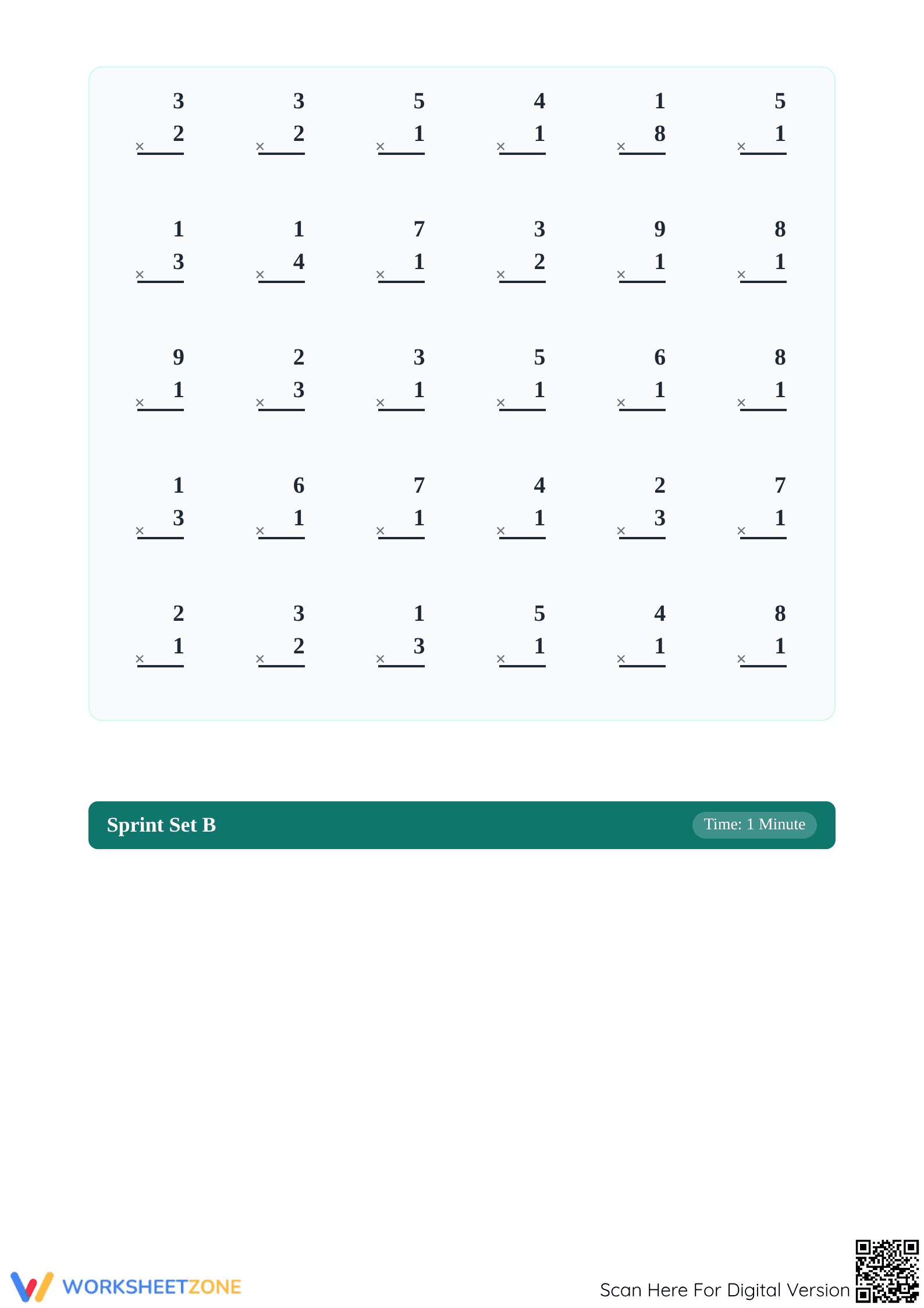 Essential 1-Minute Multiplication Worksheet | Grade 3 Math - Page 2