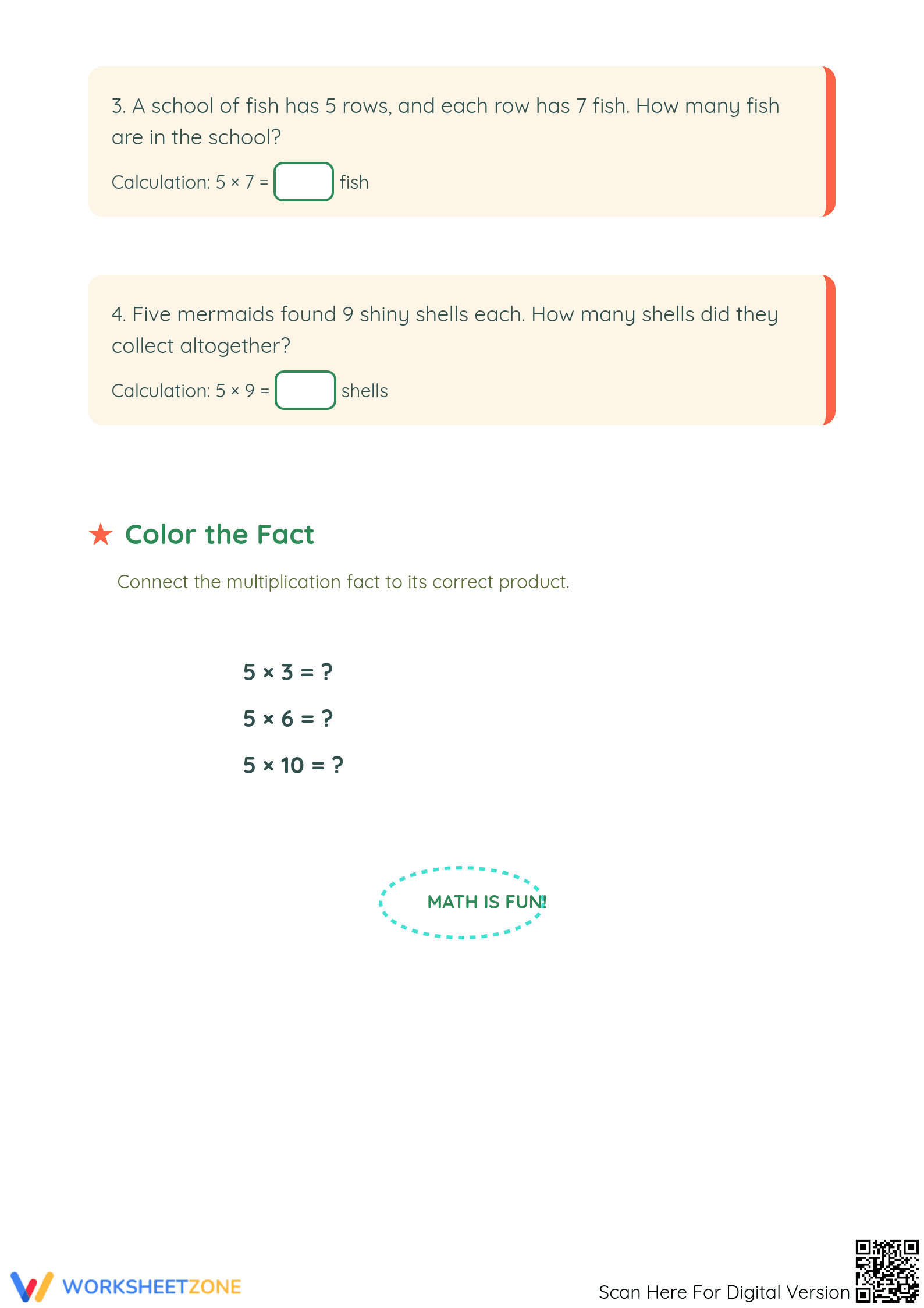 Essential Multiply by 5 Worksheet | Grade 3-4 Math - Page 3
