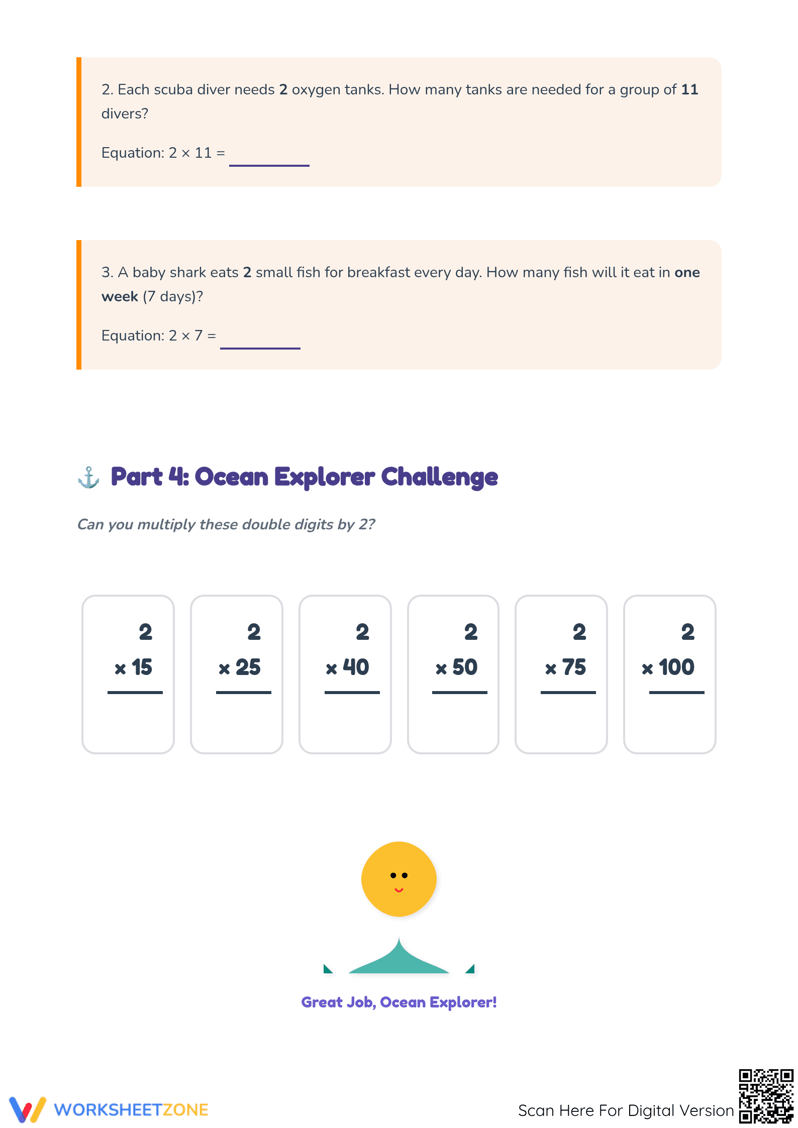 Printable Multiply By 2 Worksheet | Grade 3-4 Math - Page 3