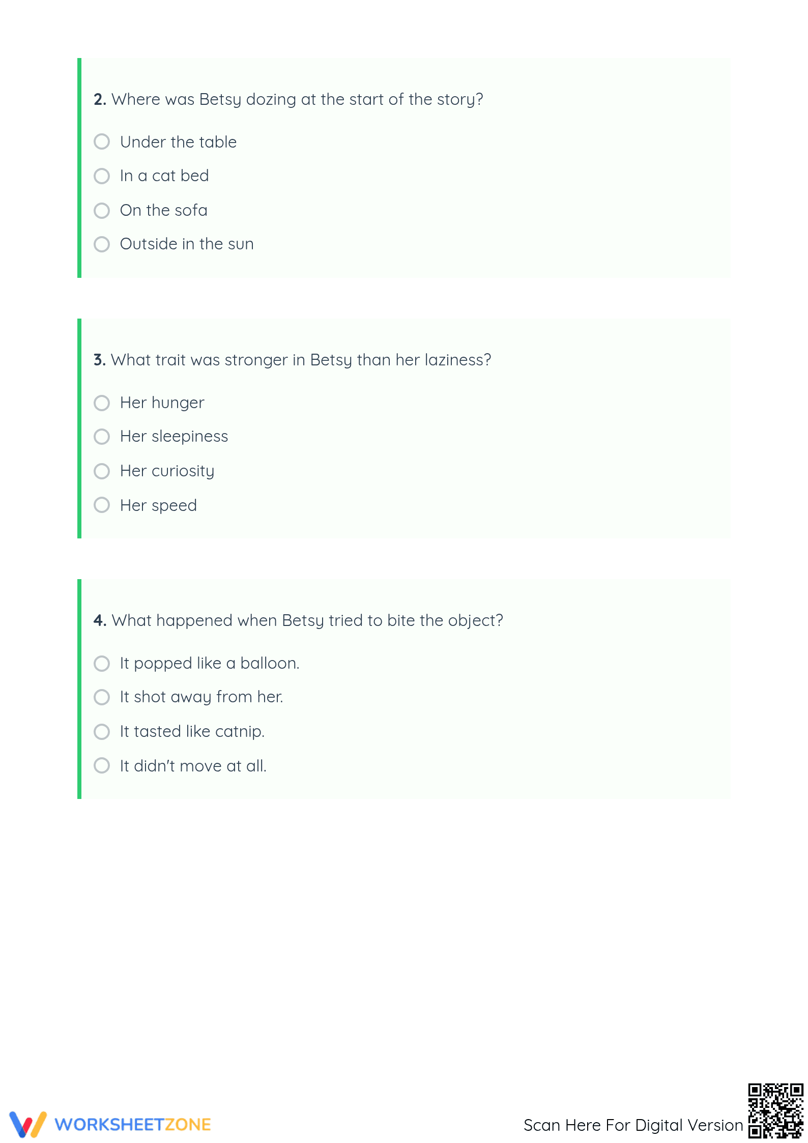 Betsy and the Ball: A Story Comprehension Worksheet - Page 3