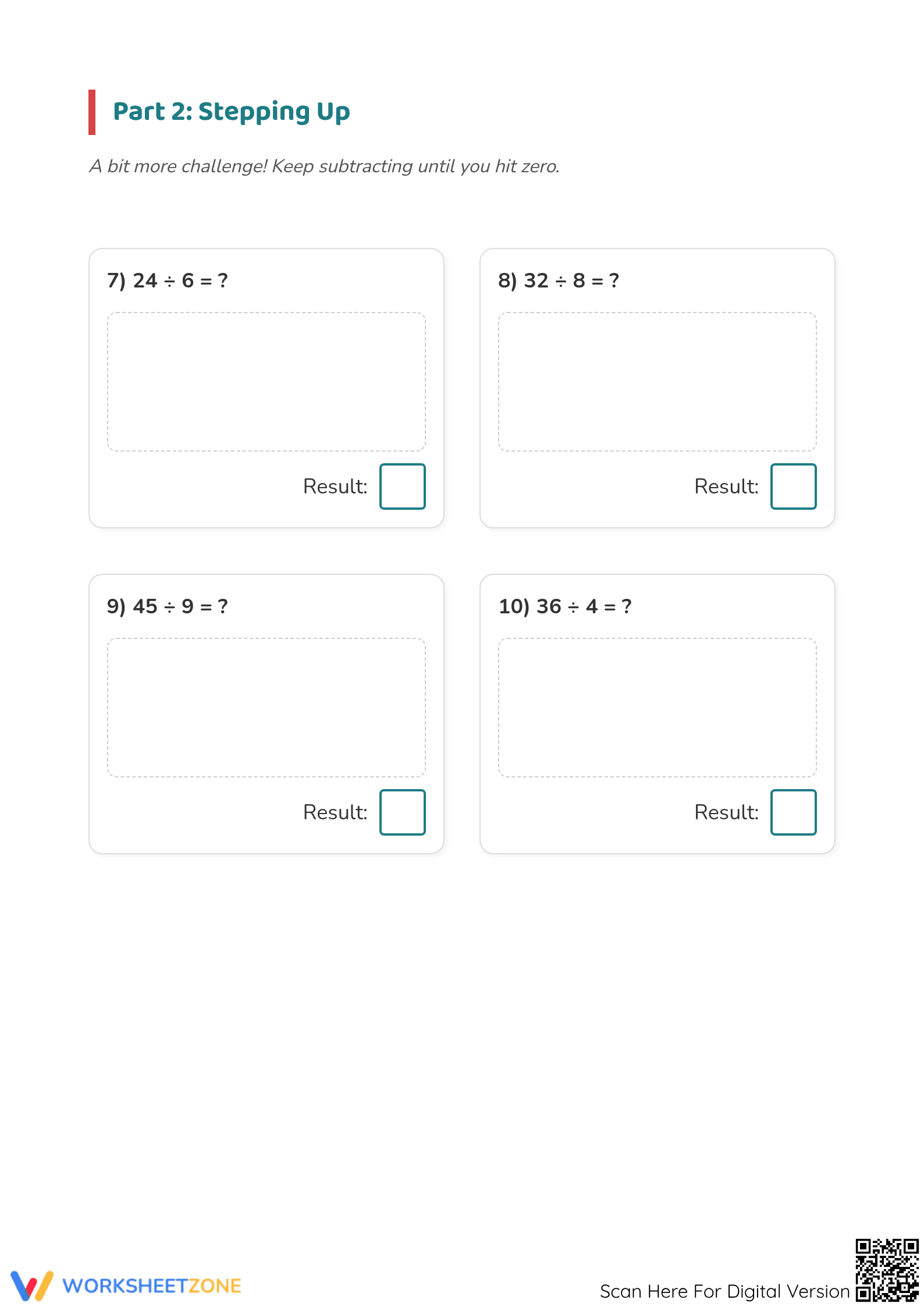 Printable Repeated Subtraction Division Activity | Grade 3-4 - Page 3