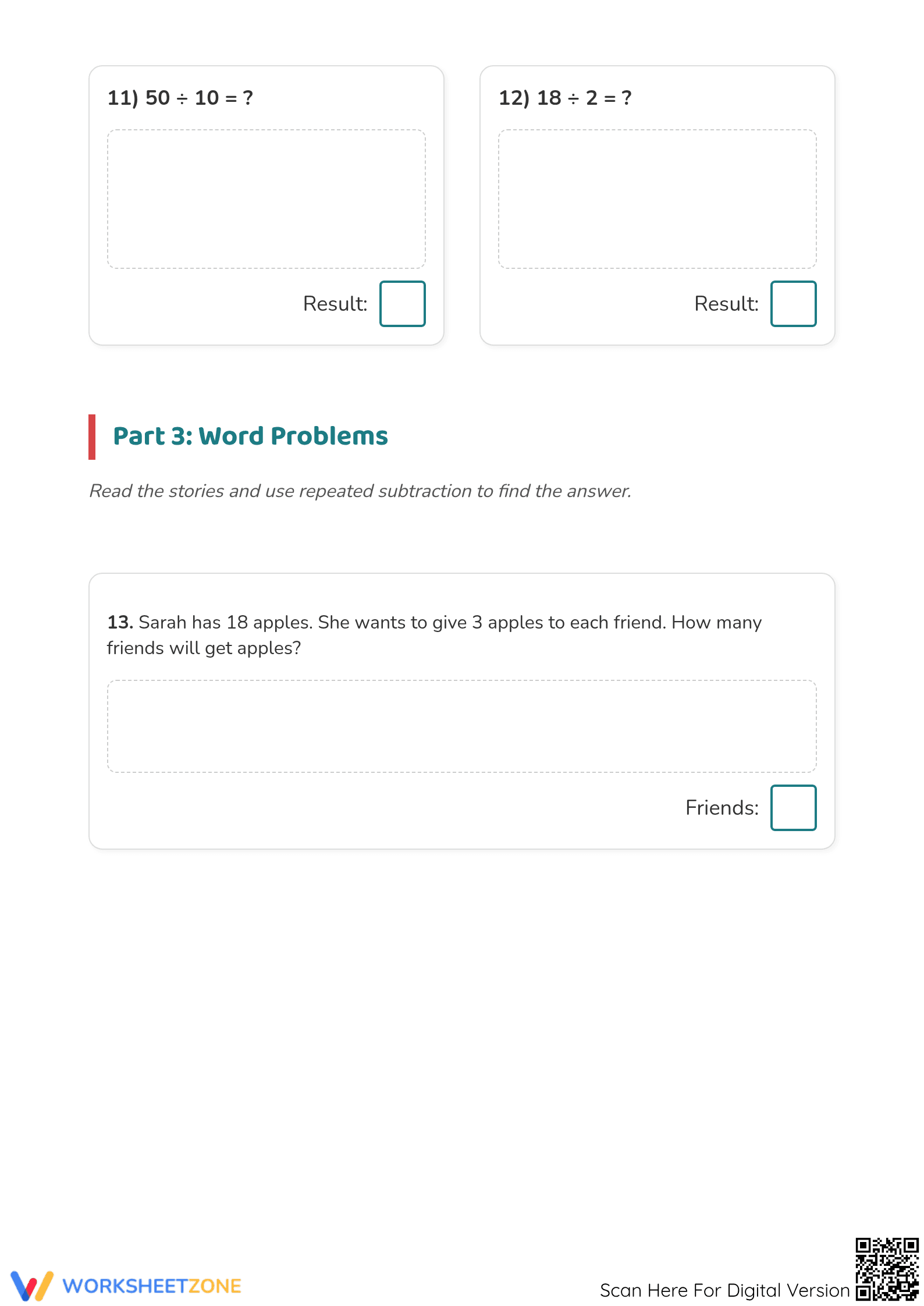 Printable Repeated Subtraction Division Activity | Grade 3-4 - Page 4