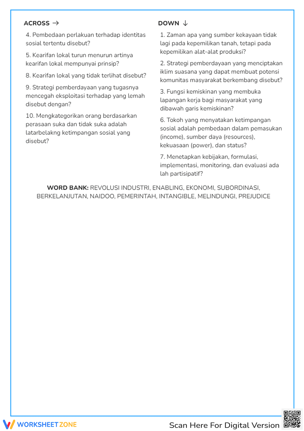 Grade 11 Social Inequality Worksheet | Essential Crossword - Page 2