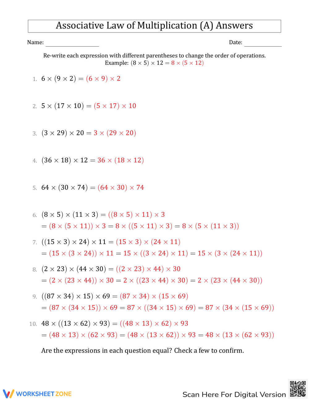 Understand Associative Law of Multiplication - Page 2