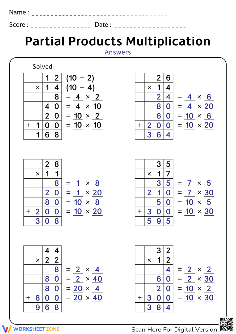 Practice Partial Products Multiplication Now - Page 2