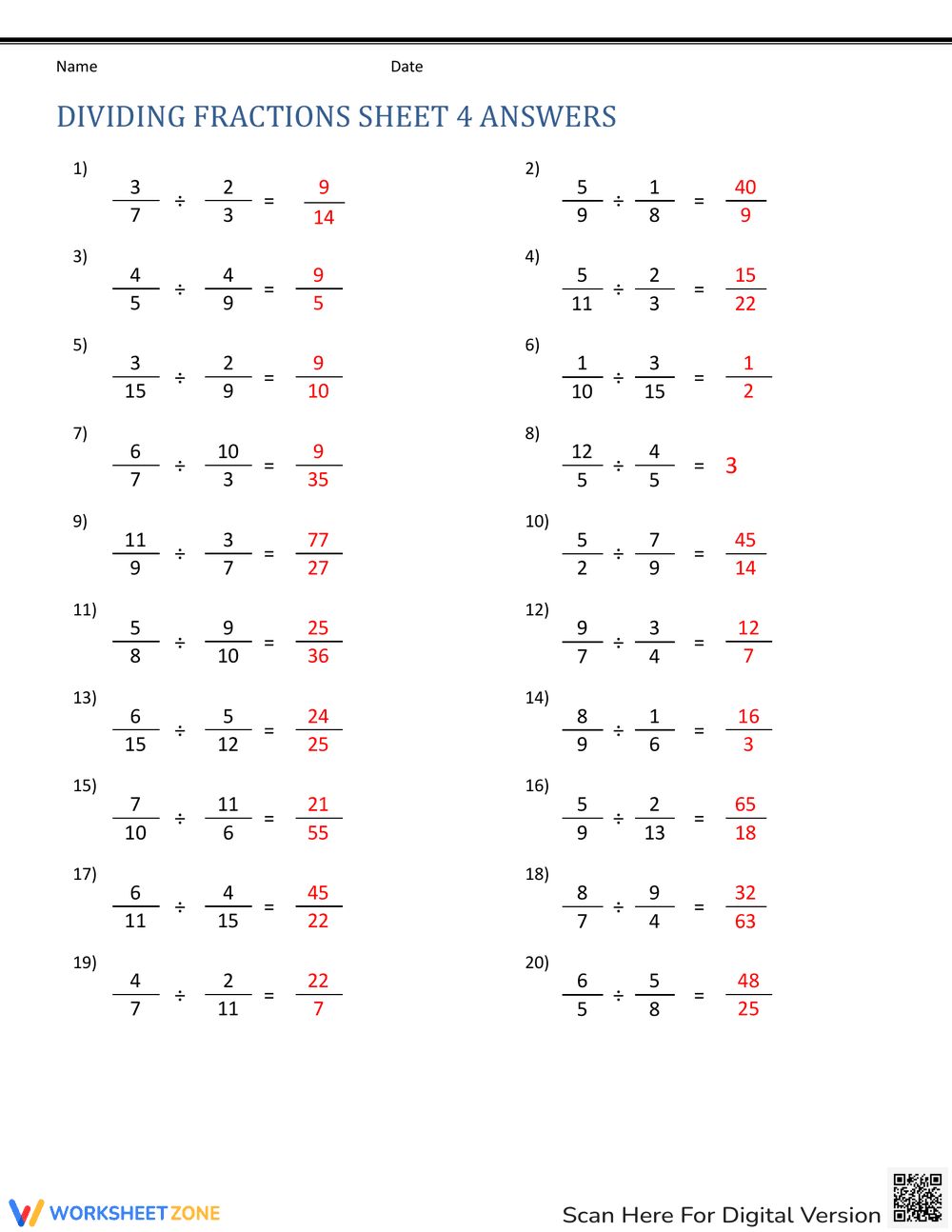 Division of Fractions: Improve Math Skills - Page 2