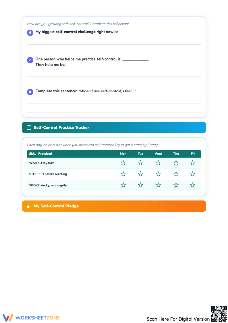Essential Self-Control Worksheet Packet | Grade 5-6 - Page 5