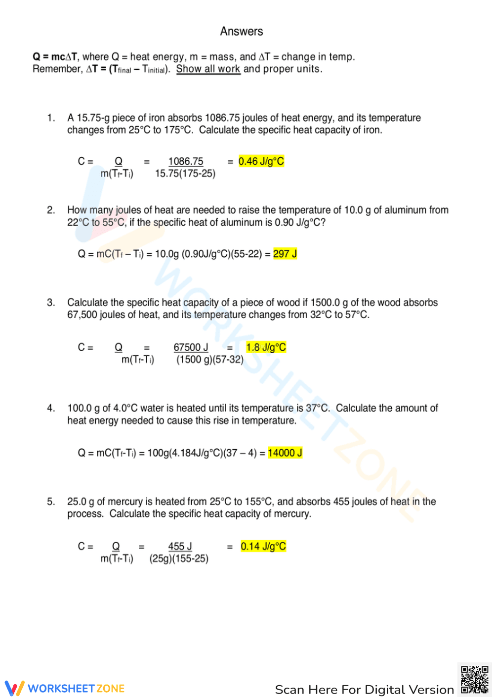 Calculating Specific Heat with this Worksheet - Page 4