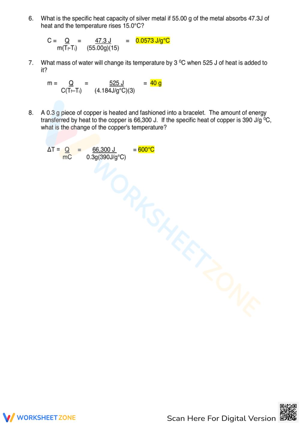 Calculating Specific Heat with this Worksheet - Page 5