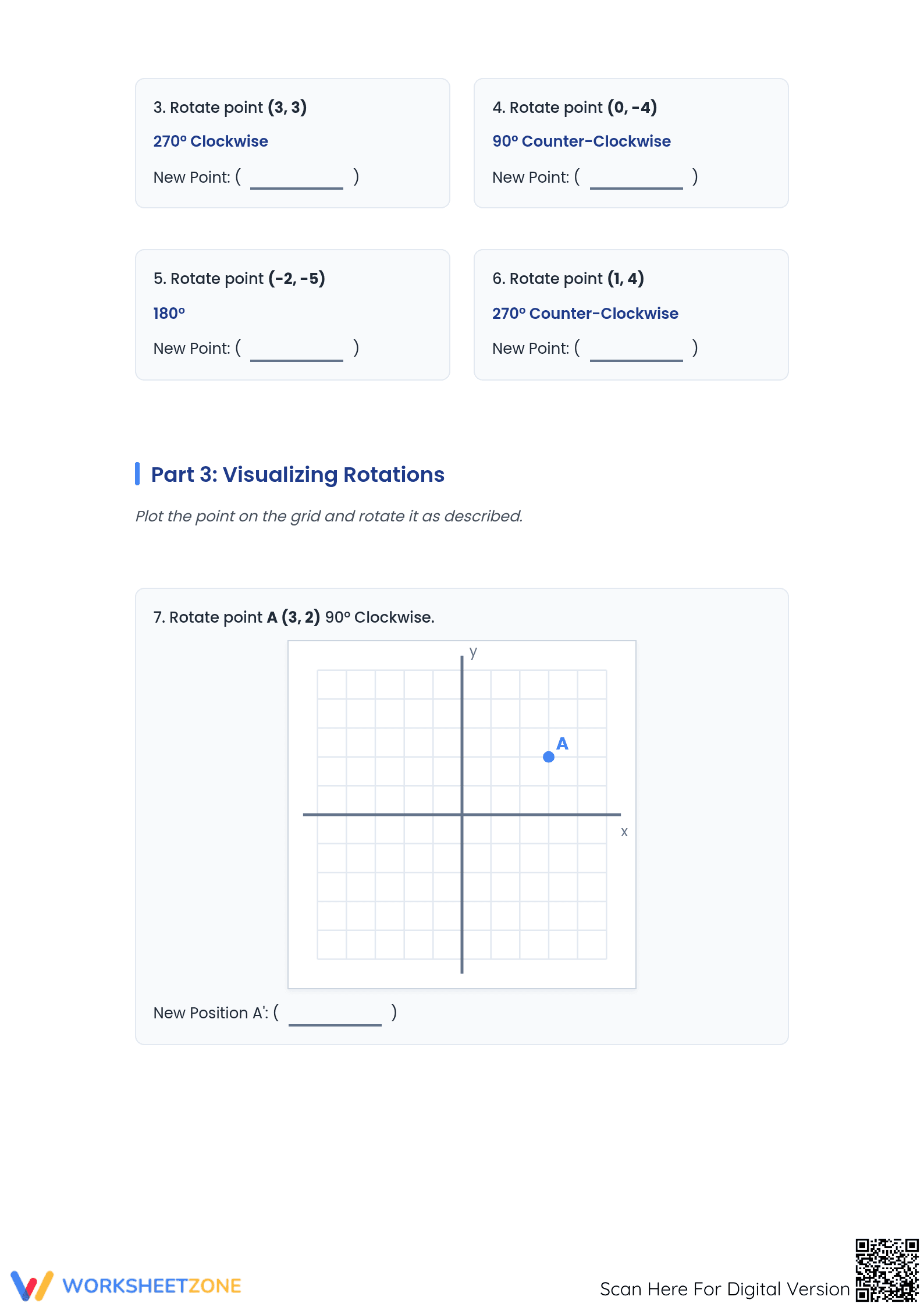 Printable Rotation of a Point Worksheet | Grade 7 Math - Page 2
