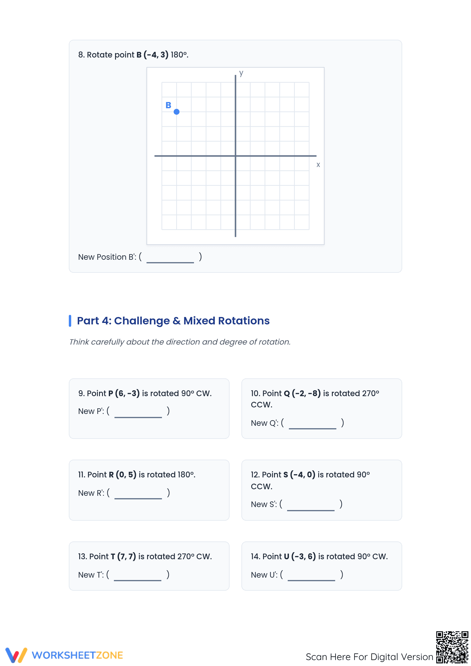 Printable Rotation of a Point Worksheet | Grade 7 Math - Page 3