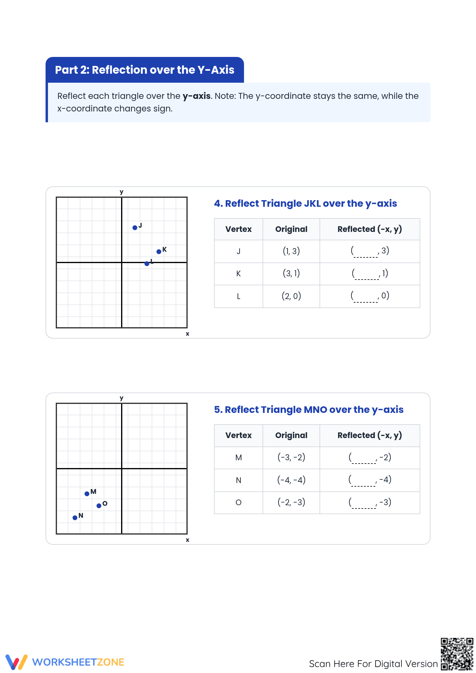 Printable Reflection of 3 Vertices Worksheet | Grade 5-6 - Page 3