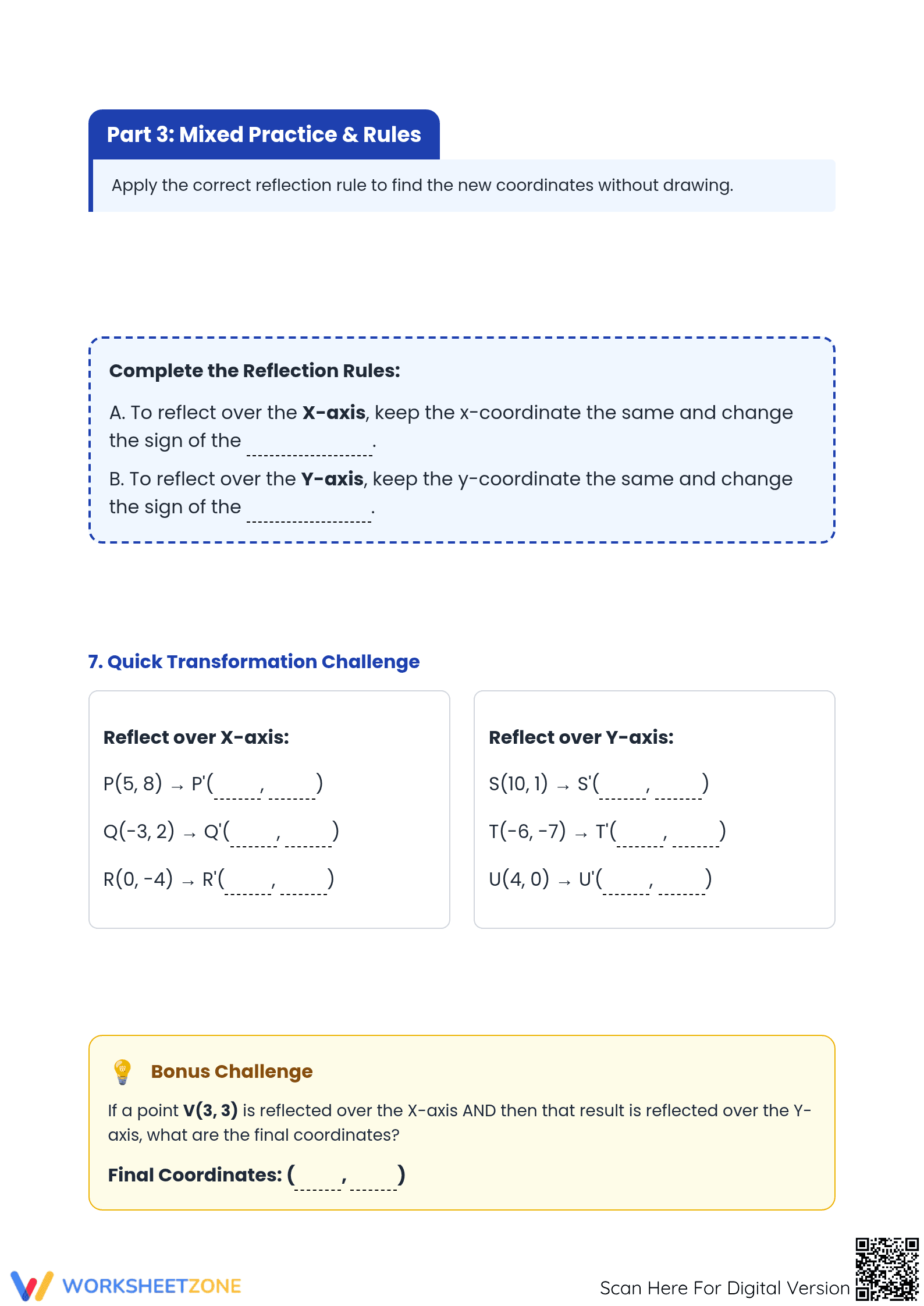 Printable Reflection of 3 Vertices Worksheet | Grade 5-6 - Page 4