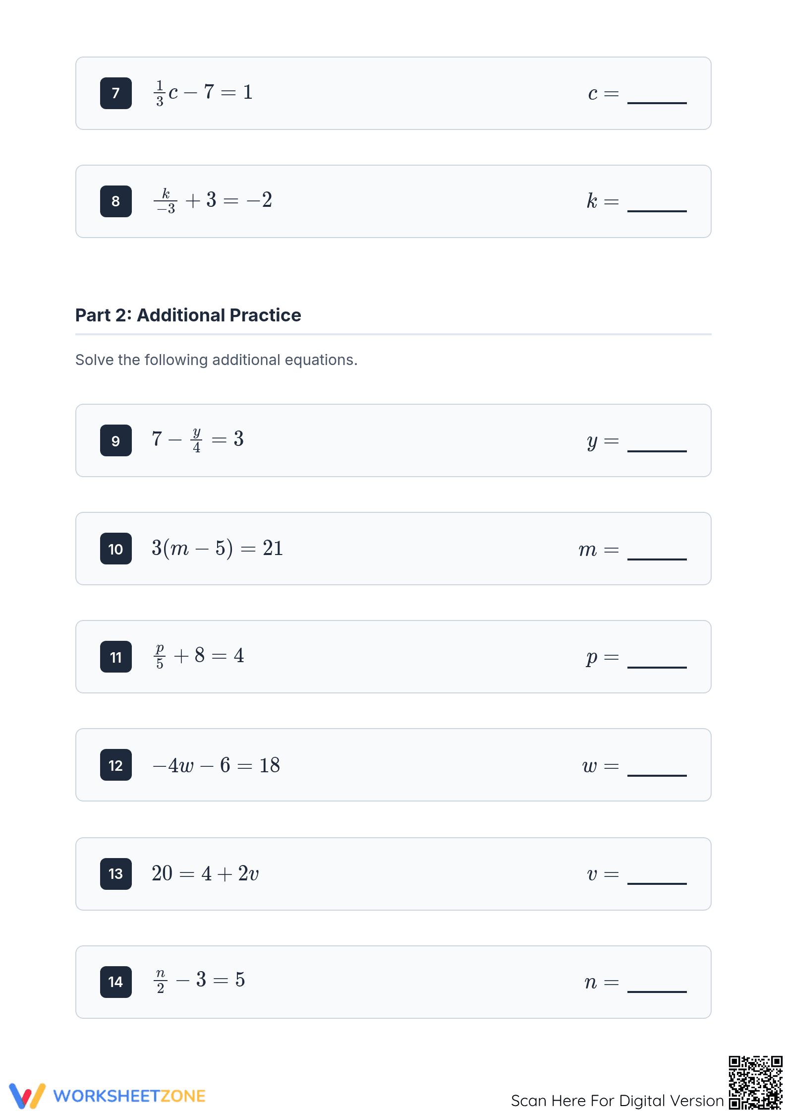 Essential Two-Step Equations Worksheet | Grades 6-8 Math - Page 2