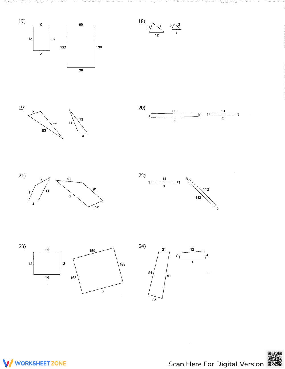 Similar Figures and Missing Sides - Page 3