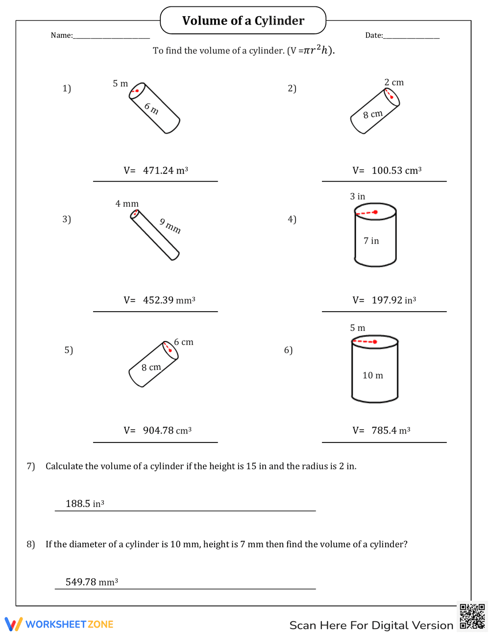 Calculate the Volume of a Cylinder - Page 2