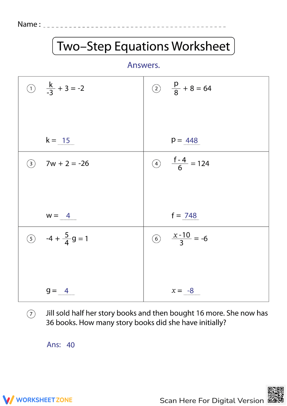 Two-Step Equations 2 - Page 2