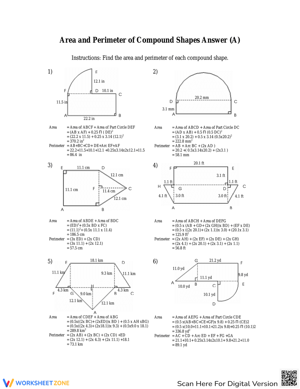 Calculate Area and Perimeter of Compound Shapes - Page 2