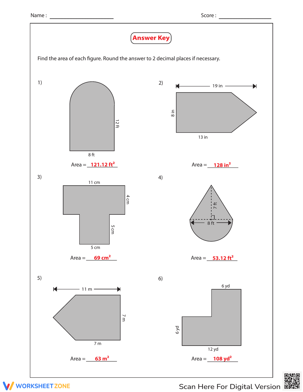 Calculate Area of Compound Shapes Practice - Page 2