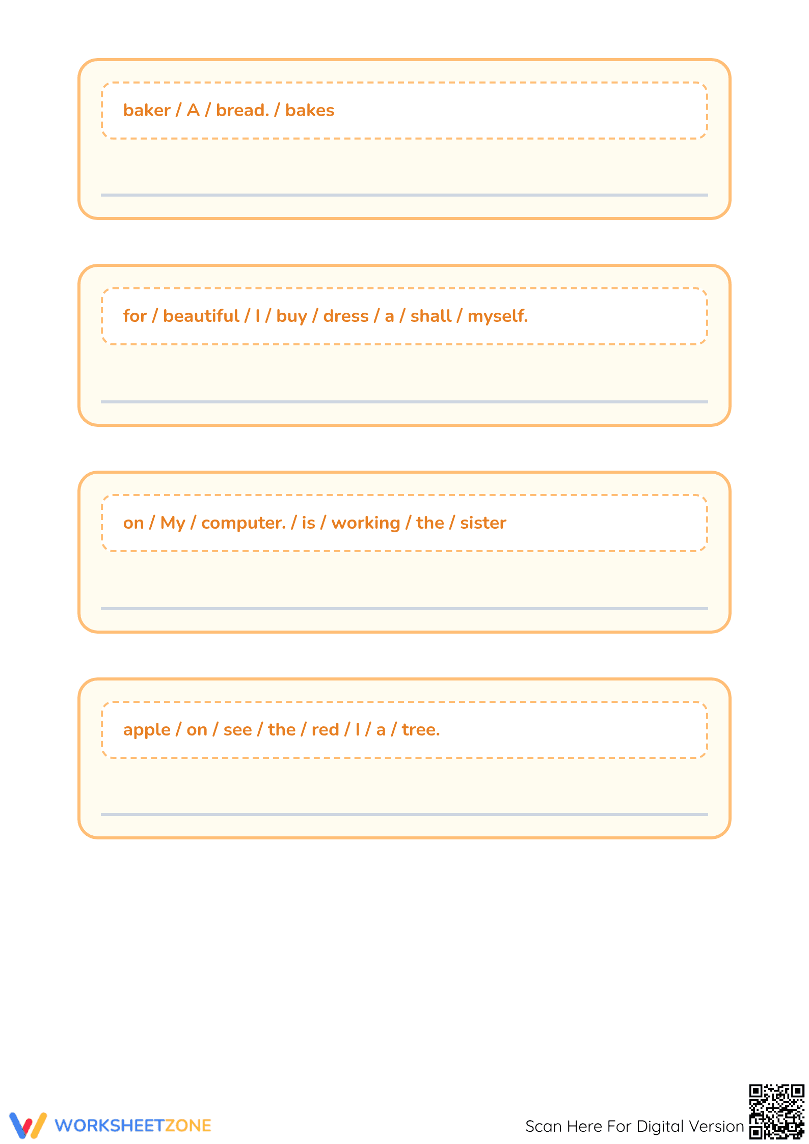 Rearrange the Sentence: Grammar Skills Practice Worksheet for Kids - Page 2