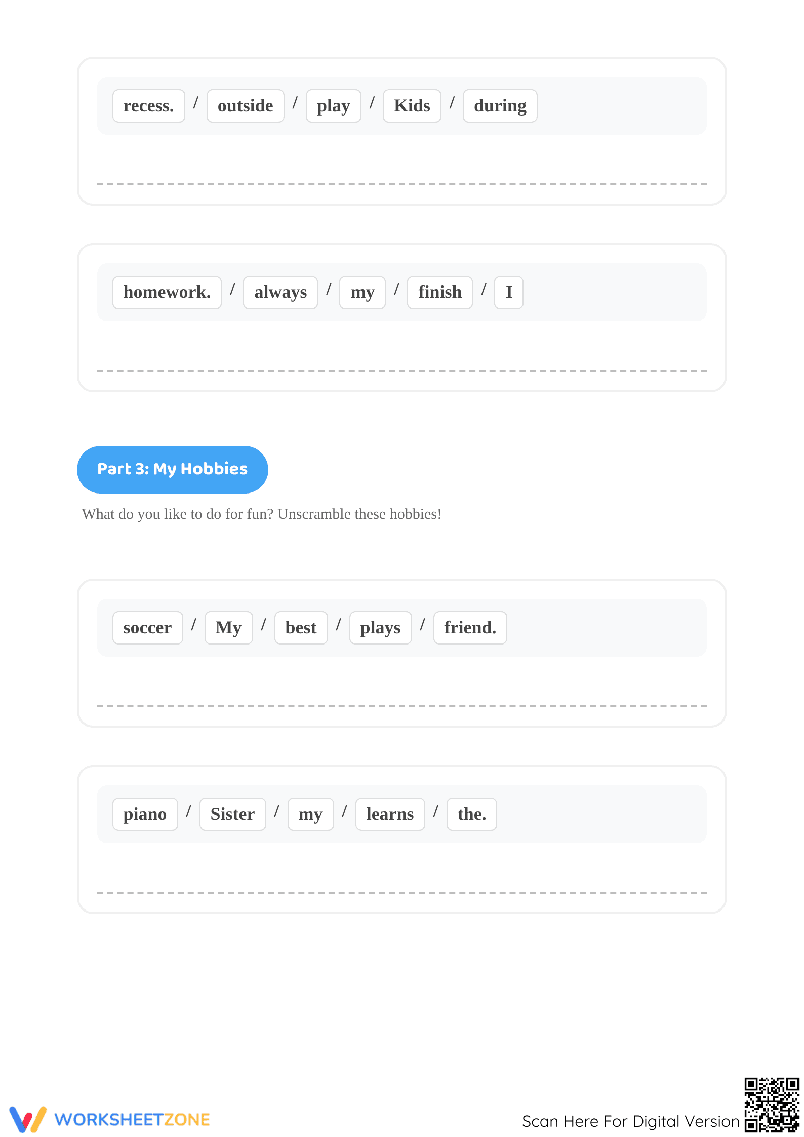 Rearrange the Sentence: Grammar Practice for Kids - Grades 1-3 - Page 4