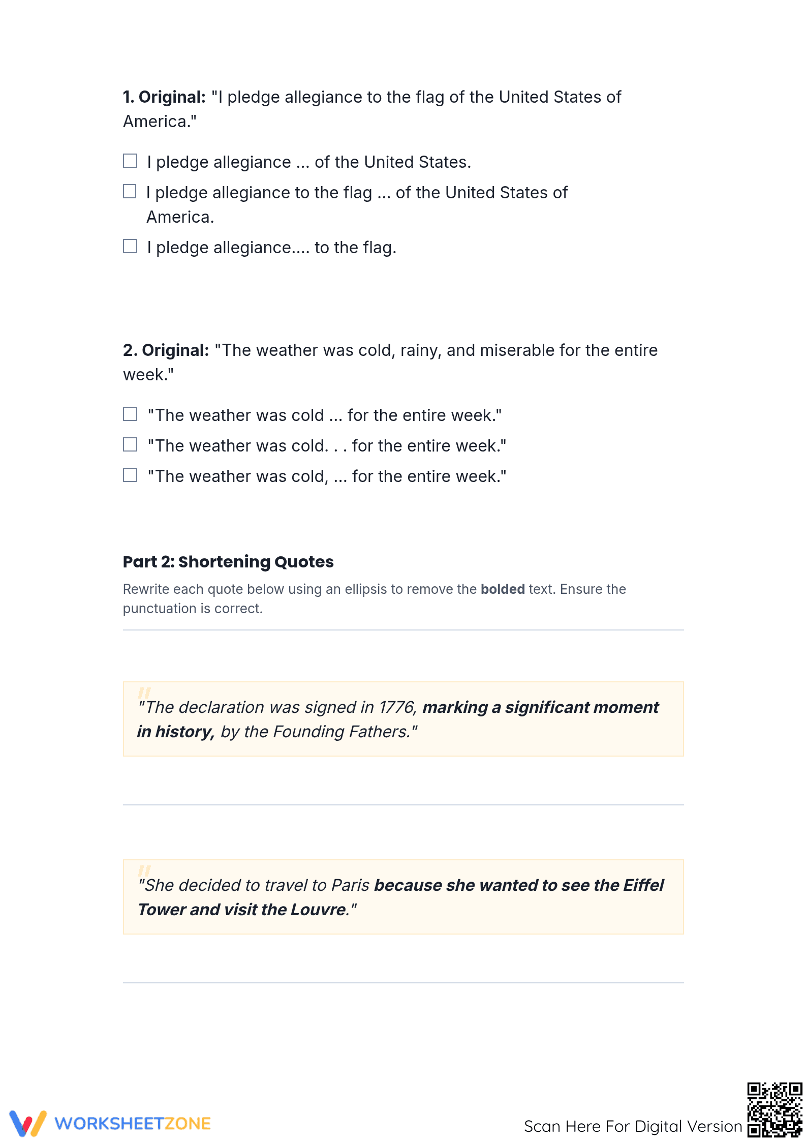 Ellipsis Omission Worksheet | Essential Grade 8 Grammar - Page 2