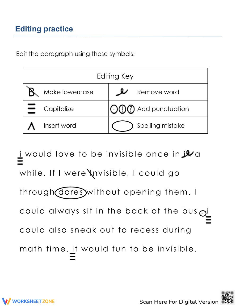 Improve Writing: Editing Practice Worksheet - Page 2