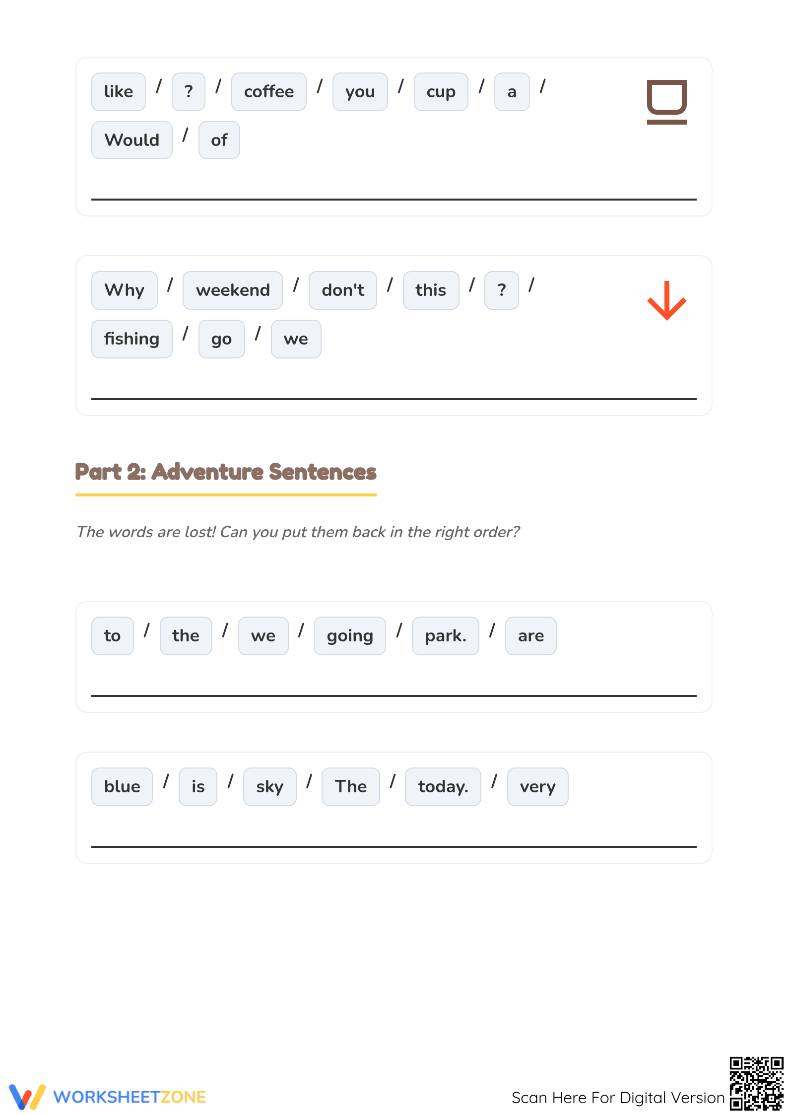 Scrambled Sentences - Grammar Practice for Kids (Grades 1-3) - Page 2