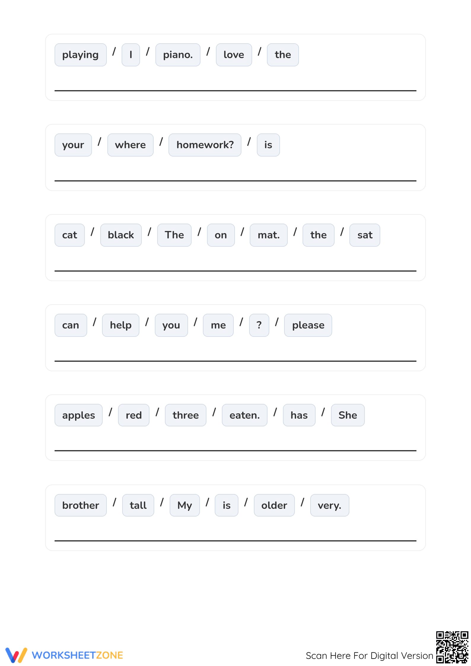 Scrambled Sentences - Grammar Practice for Kids (Grades 1-3) - Page 3