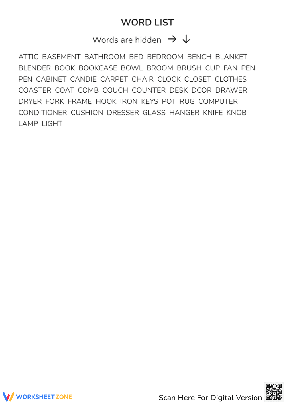 Around The House Worksheets - Page 2