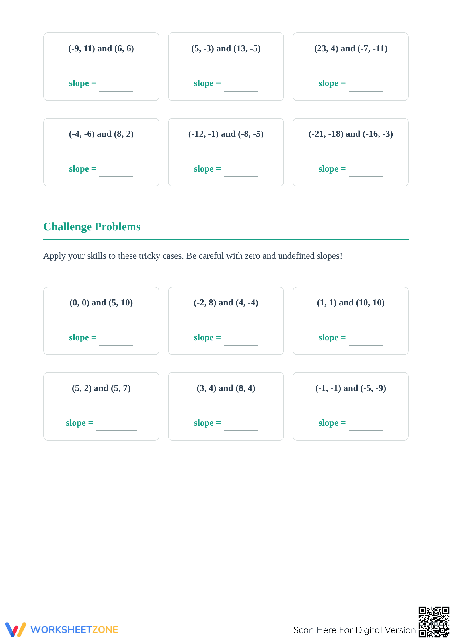 Finding Slope From Two Points Worksheet | Grade 8 Printable - Page 2