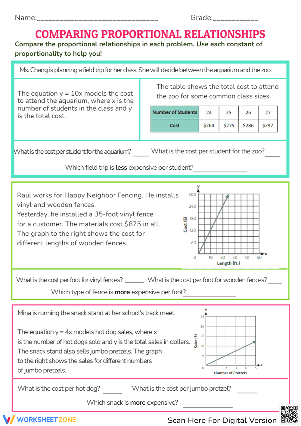 Comparing Proportional Relationships - Unit Rate Problems - Page 2