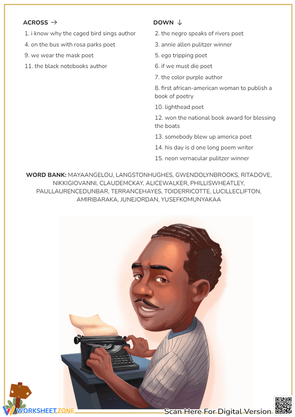 African-American Poets Crossword Puzzle - Grades 6-10 Activity - Page 2