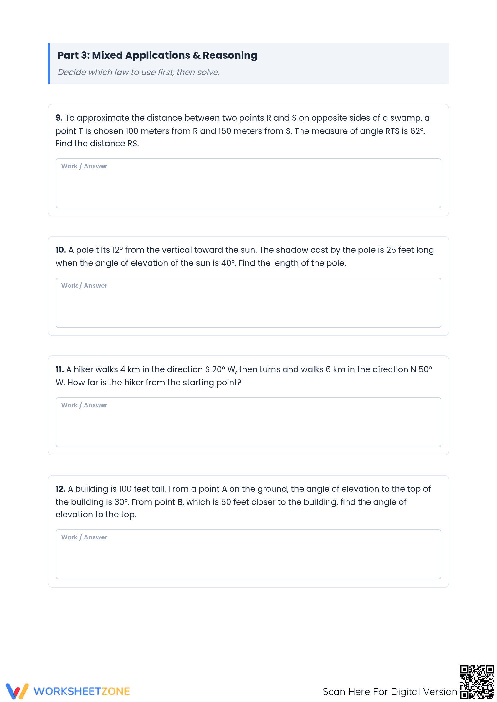 Law of Sines and Cosines Essential Word Problems - Page 4