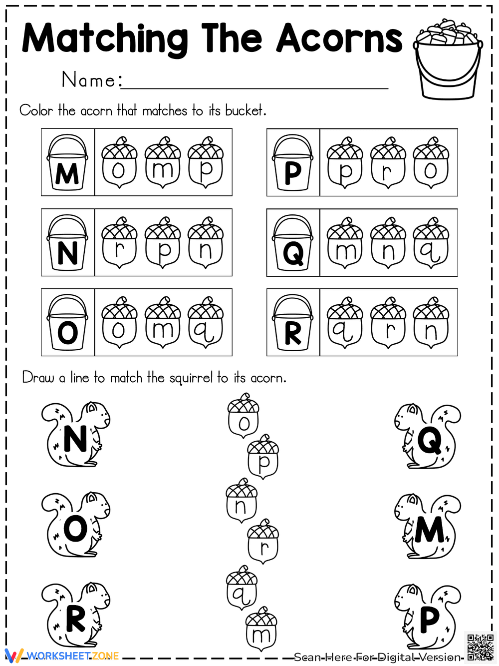 Fall Acorns Matching Letters Activity - Page 3